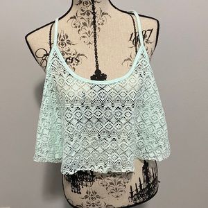 Pink VS Blue Crop Swimsuit Coverup Top